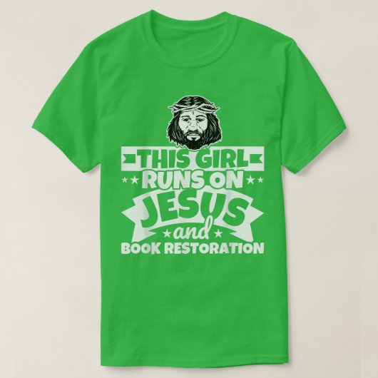 イエス走の女の子と本の修復 Tシャツ (デザイン正面)