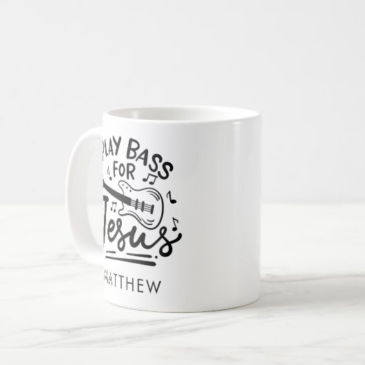 イエス遊ス・クリスチャンのためのバスギターパーソナライズされた コーヒーマグカップ (正面左)