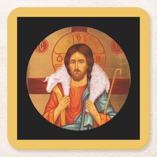 イエス運は小失った羊だ スクエアペーパーコースター (正面)