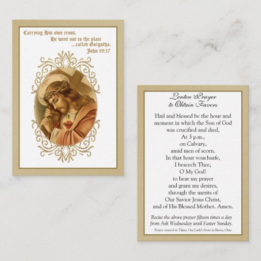 イエス運様のクロス祈りの言葉宗教的な神聖カード エンクロージャーカード (正面/裏面)