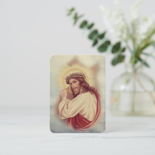 イエス運様のクロス祈りの言葉宗教的な神聖カード 名刺 (スタンド正面)