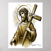 イエス運様の金ゴールドは恵みをもって十字架 ポスター (正面)
