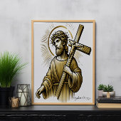 イエス運様の金ゴールドは恵みをもって十字架 ポスター