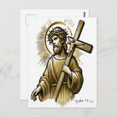 イエス運様の金ゴールドは恵みをもって十字架 ポストカード (正面/裏面)