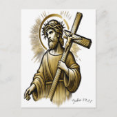 イエス運様の金ゴールドは恵みをもって十字架 ポストカード (正面)