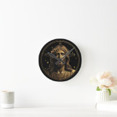 イエス金ゴールド1 ラウンド壁時計 (ホーム)