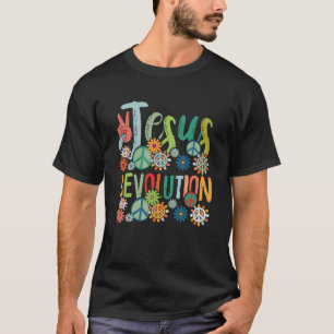 イエス革命信仰レトログルーヴィフラワーピースS Tシャツ