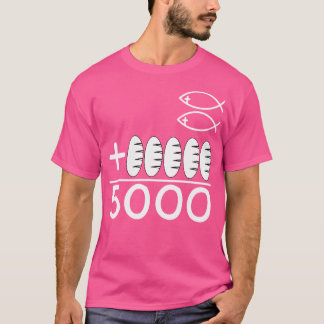 イエス食べ物を与え5000の奇跡のパンと魚 Tシャツ