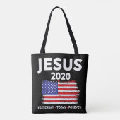イエス2020年選挙区署名米国国旗愛国キリスト トートバッグ (裏面)