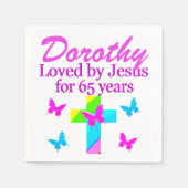 イエス65thパーソナライズされた誕生日ナプキンスに愛される スタンダードカクテルナプキン (正面)