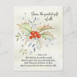 イエス すべての贈り物の中で最も偉大な方 ヨハネ 3:16 クリスマス ポストカード