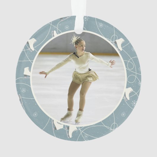 イエス&アイスを愛する女の子だけスケートで滑る写真 オーナメント (裏面)