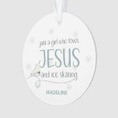 イエス&アイスを愛する女の子だけスケートで滑る写真 オーナメント (正面)