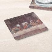 イエス「イェスワ」最後の晩餐、レオナルド・ダ・ヴィンチ スクエアペーパーコースター (アングル)