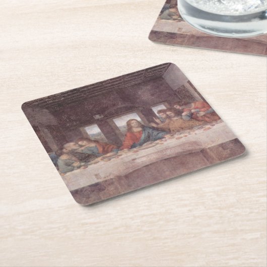 イエス「イェスワ」最後の晩餐、レオナルド・ダ・ヴィンチ スクエアペーパーコースター (アングル)