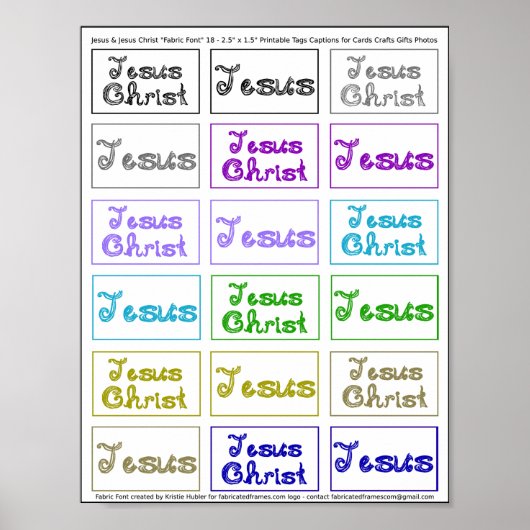イエス/イエスキリスト生地フォント18ラベルキャプション ポスター (正面)