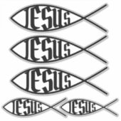 イエス・イクサスはキリスト教のシンボルを釣る シール (正面)