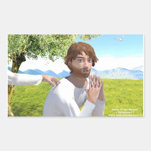 イエス・イン・ザ・ガーデン( Getsemani ) 長方形シール (正面)
