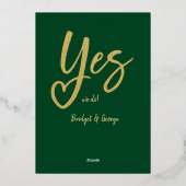 イエス ウィー ドゥ エメラルドグリーン ゴールド ウェディング セーブ・ザ・デート 箔招待状 (裏面)