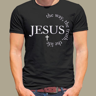 イエス・ウェイ、真実、人生ヨハネ14:6十字架 Tシャツ