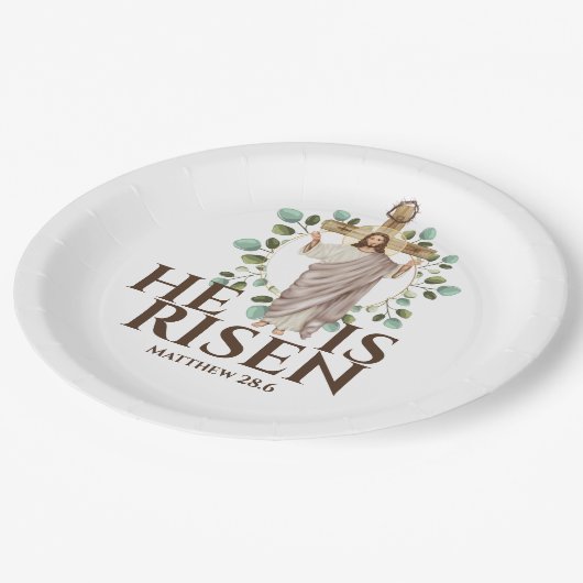 イエス・ウッドン・クロス・ヘ・イースター・ホリデー ペーパープレート (アングル)