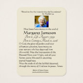 イエス・カトリック教会の葬儀の聖なるカード – (裏面)