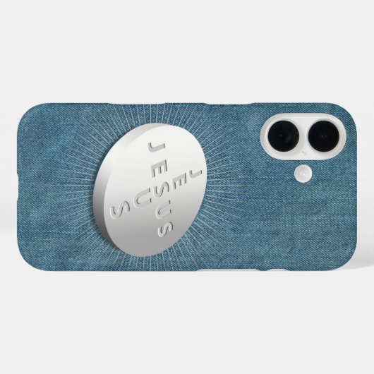 イエス・カレス・ピル・クリスチャン宗教信仰デニム Case-Mate iPhoneケース (裏面 (横))