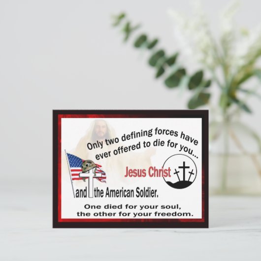 イエス・キリストおよびアメリカの兵士の郵便はがき ポストカード (スタンド正面)