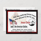 イエス・キリストおよびアメリカの兵士の郵便はがき ポストカード (正面/裏面)