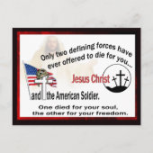イエス・キリストおよびアメリカの兵士の郵便はがき ポストカード (正面)