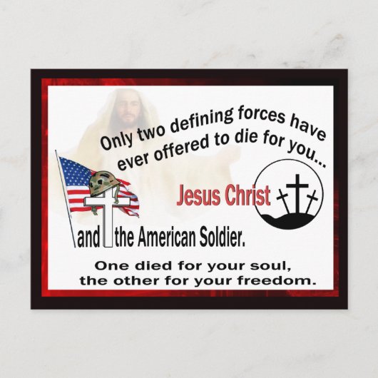 イエス・キリストおよびアメリカの兵士の郵便はがき ポストカード (正面)