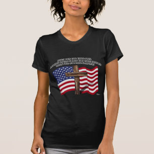 イエス・キリストおよびアメリカの兵士の険しい十字米国… Tシャツ