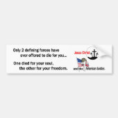 イエス・キリストおよびアメリカの兵士 バンパーステッカー (正面)