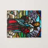 イエス・キリストおよび子ヒツジのステンドグラスのイメージ ジグソーパズル (横)