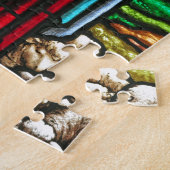 イエス・キリストおよび子ヒツジのステンドグラスのイメージ ジグソーパズル (側面)