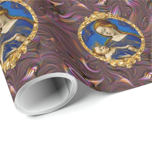 イエス・キリストおよび母メリークリスマスの休日パターン ラッピングペーパー (ロールコーナー)