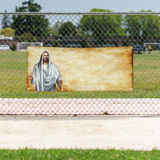 イエス・キリストおよび羊皮紙空白のな教会テンプレート 横断幕 (インサイチュ)