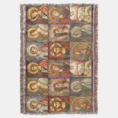 イエス・キリストおよび聖者のカトリック教のファインアートのポートレート スローブランケット (正面縦)