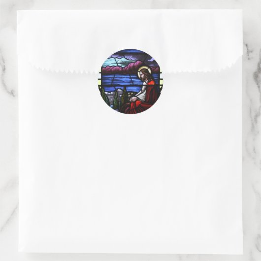 イエス・キリストがエルサレムのステンドグラスを嘆く ラウンドシール (バッグ)