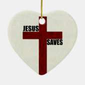 イエス・キリストが付いているキリスト教の十字は救います セラミックオーナメント (裏面)