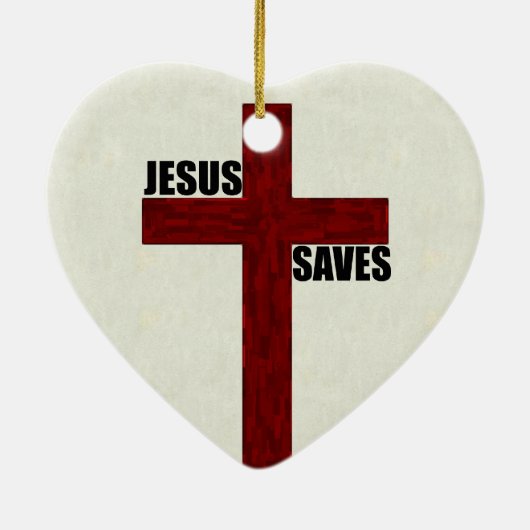 イエス・キリストが付いているキリスト教の十字は救います セラミックオーナメント (裏面)