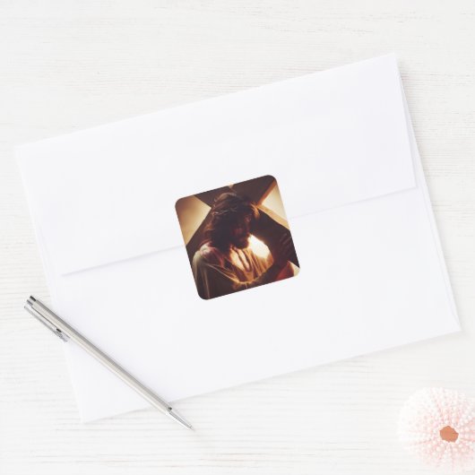 イエス・キリストが十字架刑に選ばれた スクエアシール (封筒)