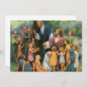 イエス・キリストが子供たちを祝福する、ヴィンテージ宗教 招待状 (正面/裏面)