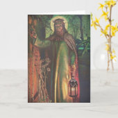 イエス・キリストが扉とノックに立つ カード (黄色い花)