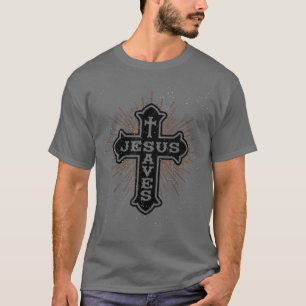 イエス・キリストが救う 宗教的な聖なるキリスト教の十字架の磔 Tシャツ