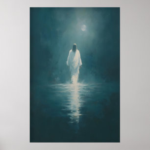 イエス・キリストが水の上を歩く、キリスト教の壁画 ポスター