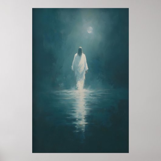 イエス・キリストが水の上を歩く、キリスト教の壁画 ポスター (正面)