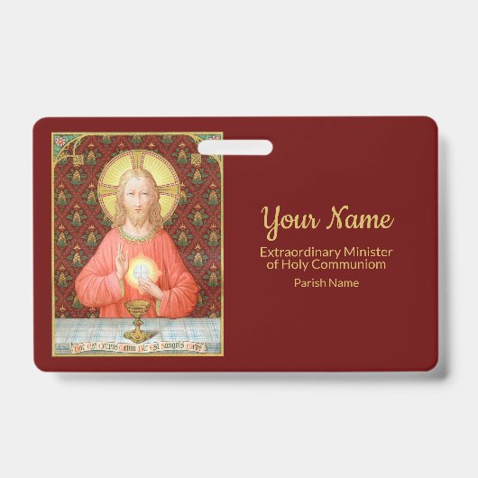 イエス・キリストが聖体拝領を制定 (SAU45; EMHCのための) バッジ (正面)