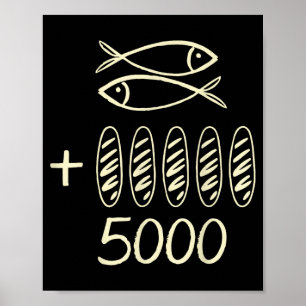 イエス・キリストが2匹の魚と5つのパンで5000人の男性を養う ポスター