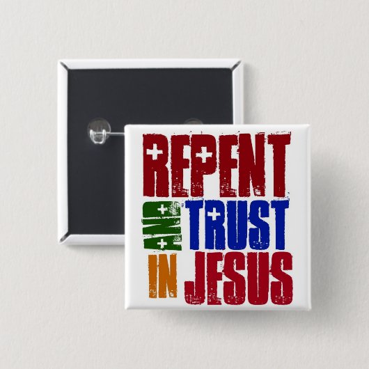イエス・キリストで後悔し、信頼して下さい 缶バッジ (正面&裏面)